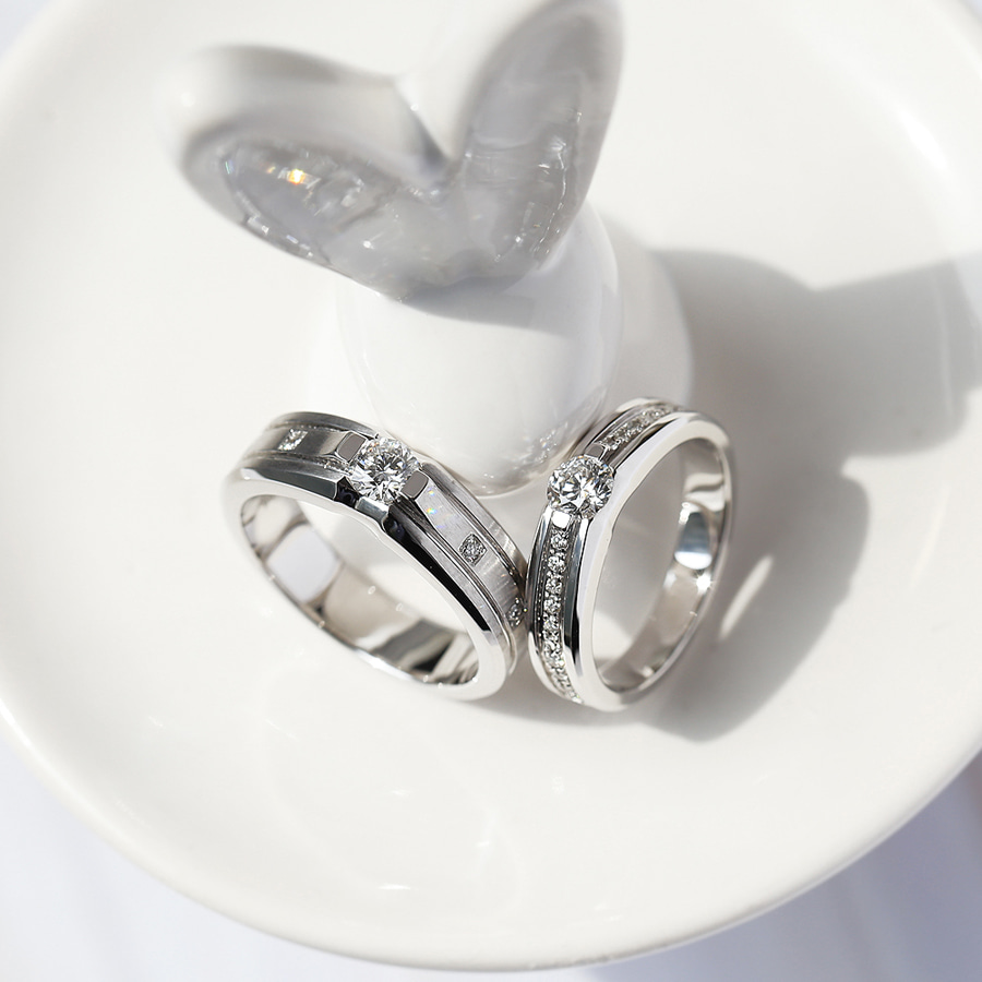 에일린 - 결혼반지 청담동 커플링 볼륨감 있는 3부 디자인